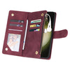 For Samsung Galaxy S25+ 5G Multifunctional Frosted Zipper Wallet Leather Phone Case(Wine Red)