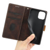 For iPhone 12 mini Grid Stitching Leather Phone Case with Lanyard(Brown)
