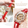 OLEVS 6681 Women Multifunctional Hollow Waterproof Mechanical Watch(White Surface Red Belt)