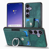 For Samsung Galaxy S25+ 5G Retro Skin-feel Ring Card Wallet Phone Case(Green)