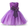 Purple Girls Sleeveless Rose Flower Pattern Bow-knot Lace Dress Show Dress, Kid Size: 100cm