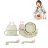 Creative Anti-scald Children Tableware Baby Snail Compartment Spoon Cup Bowl(Beige)