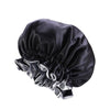 TJM-443A Double-Layer Satin Big Lace Night Hat Round Hat Chemotherapy Hat, Size: One Size Adjustable(Black)