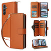 For Samsung Galaxy A34 Nine-card Slots Zipper Wallet Bag Leather Phone Case(Brown)