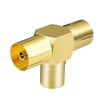 TV Aerial Splitter 1 Male to 2 Female Adapter Metal Coax