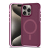 For iPhone 15 Pro Max Shockproof MagSafe Armor PC Hybrid TPU Phone Case(Wine Red+Light Pink)