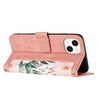 For iPhone 14 Plus Floral Pattern Leather Phone Case with Lanyard(Pink)