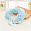 Lovely Fox Animal Cotton Plush U Shape Neck Pillow for Travel Car  Plane Travel(light blue)