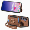For Samsung Galaxy S25 5G Retro Skin-feel Ring Multi-card Wallet Phone Case(Brown)