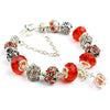 Ladies Crown Colorful Crystal Beaded Bracelet Handmade Glass Bead Bracelet Length: 18cm(DZ31)
