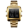 SKMEI 1369 Retro Waterproof Gold Watch Men Steel Belt Luminous Square Watch(Gold)
