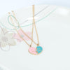 BEST FRIEND Love Lockbone Chain Matching Heart Pendant Friendship Card Necklace(Pink Blue)