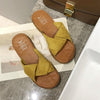 Summer Ladies Outdoor Flat Slippers, Size: 37(Yellow)