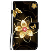 For Samsung Galaxy S22+ 5G Crystal Texture Colored Drawing Leather Phone Case(Gold Flower)