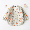 Long Sleeved Baby Bib Waterproof Washable Easy Clean Smock With Pocket, Size: M(Pear Orange)