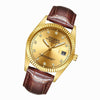 FNGEEN 7008 Men Fashion Diamond Dial Watch Couple Watch(Brown Leather Full Gold Surface)
