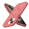 For iPhone 14 Plus Shockproof MagSafe Armor PC Hybrid TPU Phone Case(Dark Pink+Maroon)