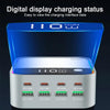 WLX-M8 120W Smart Digital Display Multi-Port Desktop Charger Dock Station, AU Plug(Grey White)