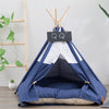 Canvas Pet Tent Bed, Navy Blue, Large (60x60x70cm) - Dog & Cat