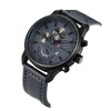 Curren 8217 Leather Strap Casual Waterproof Quartz Men Watch with Calendar(Black Shell Gray)