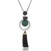 Women Tasseled Necklace Sweater Chain(Green)