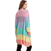 Loose Long Knitted Cardigan Women Sweater Jacket, Size: M(Rainbow Stripes)