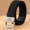 Men Double Ring Buckle Canvas Belt Outdoor Casual Woven Elastic Belt 120cm(Black)