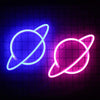 LED Planet Neon Light Bedroom Universe Shape Decoration Night Light(Blue + Pink Light)