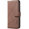 For Samsung Galaxy A25 5G Geometric Pattern RFID Leather Phone Case(Brown)