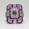 Luxury Square Women Crystal Zircon Engagement Ring, Ring Size:7(Purple)