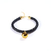 PU Leather Cat Collar with Bell, Small, Black (20-25cm)
