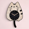 Wooden Cartoon Clocks Home Decoration Living Room Cat Wagging Tail Swinging Wall Clock