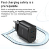 Yesido YC54 Dual USB-C / Type-C Travel Charger with 1m USB-C / Type-C to 8 Pin Cable, EU Plug (Black)