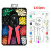 1230pcs /Set Tube-Type Cold-Pressed Terminal Block Crimping Pliers Plastic Box Set