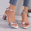 Women Summer Roman Sandals Thick Bottom Slope Heel Printed Buckle High Heels Sandals, Size: 39(Red)