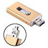 RQW-02 3 in 1 USB 2.0 & 8 Pin & Micro USB 32GB Flash Drive(Gold)