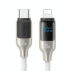 USAMS SJ741 30W USB-C / Type-C to 8 Pin Zinc Alloy Digital Display Fast Data Cable, Length: 1.2m(Titanium)