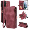 For Samsung Galaxy S21+ 5G Fantasy Multifunctional Zipper Wallet Leather Phone Case(Red)