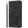For Samsung Galaxy A26 5G Tulips Embossed Leather Phone Case with Lanyard(Black)