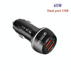 45W USB QC3.0 30W + USB 2.0 Fully Compatible Car Charger(Black)