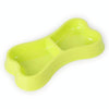 Eco-Friendly Double Dog Bowl, Bone Shaped, Light Green, Small/Medium Pets