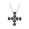 BSN335 Sterling Silver S925 White Gold Plated Zircon Black Heart Cross