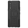 For LG Velvet Tire Texture Shockproof TPU+PC Protective Case with Holder(Black)