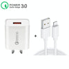 CA-25 QC3.0 USB 3A Fast Charger with USB to 8 Pin Data Cable, AU Plug(Black)
