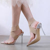 Women Shoes Simple Transparent Lace Up High Heels, Size:42(Beige)