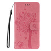For Samsung Galaxy A26 5G Global Tree & Cat Embossed Pattern Flip Leather Phone Case(Pink)