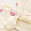Girls Love Sweater Cardigan Autumn and Winter Knitted Sweater Jacket, Size: 100cm(Pink)