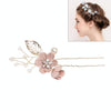Fashion Flower Hair Combs Headdress Prom Bridal Wedding Hair Accessories Gold Leaves Hair Jewelry Hair Pins(Pink 2 flower)