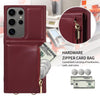 For Samsung Galaxy S25 Ultra 5G Crossbody Lanyard Zipper Wallet Leather Phone Case(Wine Red)