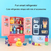 Children Play House Simulation Refrigerator Kitchen Toy Double Door Girls Smart Freezer Toy(Pink)